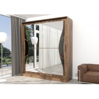 Шкаф-купе "Бабочка" 1700 дуб текстурный/стекло черное