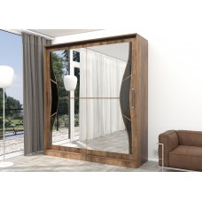 Шкаф-купе "Бабочка" 1700 дуб текстурный/стекло черное