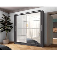 Шкаф-купе "Дейра-2" 1500 графит/лакобель белая/зеркало