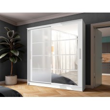 Шкаф-купе "Дейра-2" 2000 белый/лакобель белая/зеркало