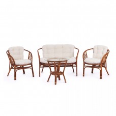Комплект для отдыха "BAHAMA" (диван + 2 кресла + стол со стеклом ) /с подушками